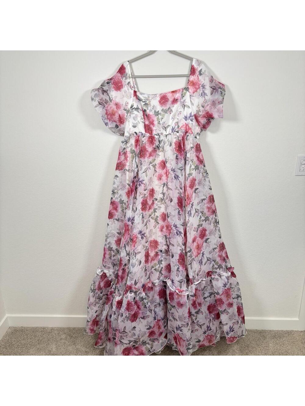 Jessakae Wendy Floral Maxi Dress Gown Sz 1X Whimsy Wedding Mother Of Bride EUC